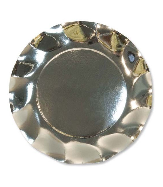 Piatti Piani di Carta a Petalo Argento Metallizzato Lucido 21 cm
