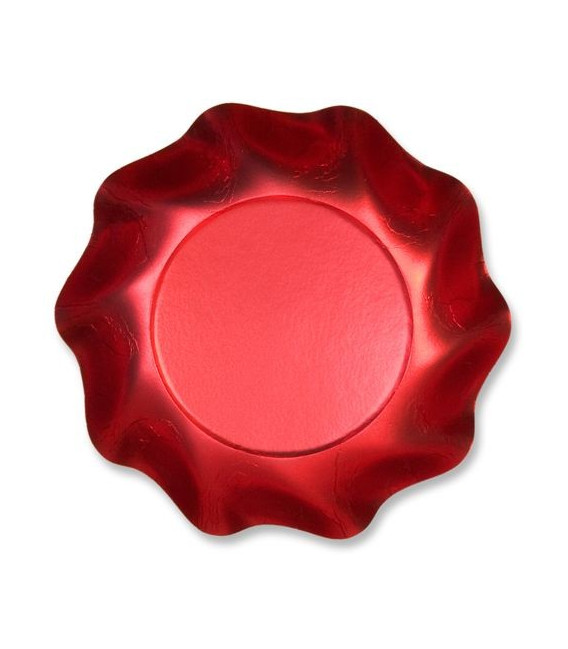 Piatti Fondi di Carta a Petalo Rosso Metallizzato Satinato 18,5 cm