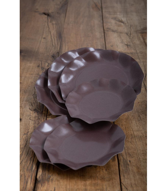 Piatti Piani di Carta Compostabile a Petalo Marrone cioccolato 21 cm