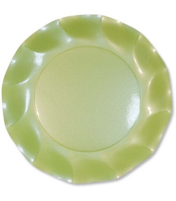 Piatti Piani di Carta a Petalo Verde chiaro Perlato 27 cm