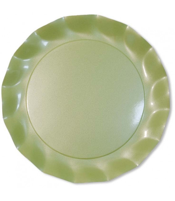 Piatti Piani di Carta a Petalo Verde chiaro Perlato 27 cm