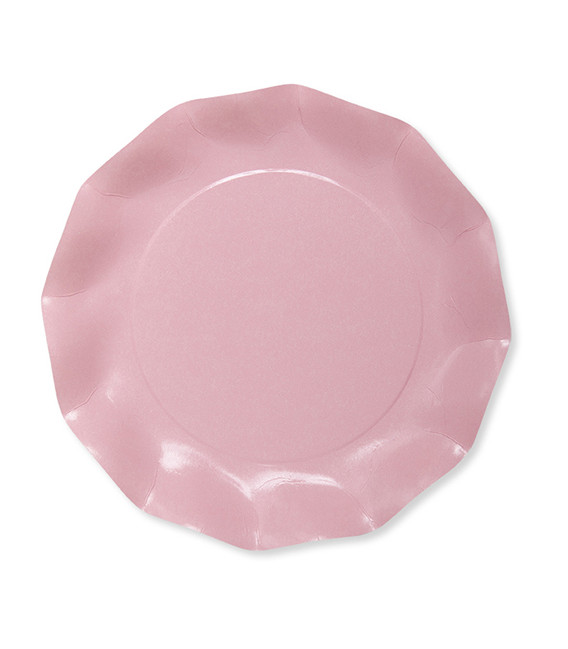 Piatti Piani di Carta Compostabile a Petalo Rosa quarzo 27 cm