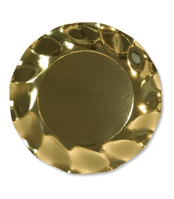 Piatti Piani di Carta a Petalo Oro Metallizzato Lucido 24 cm