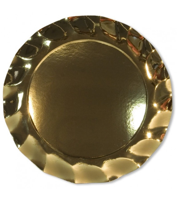 Piatti Piani di Carta a Petalo Oro Metallizzato Lucido 27 cm