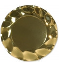 Piatti Piani di Carta a Petalo Oro Metallizzato Lucido 27 cm