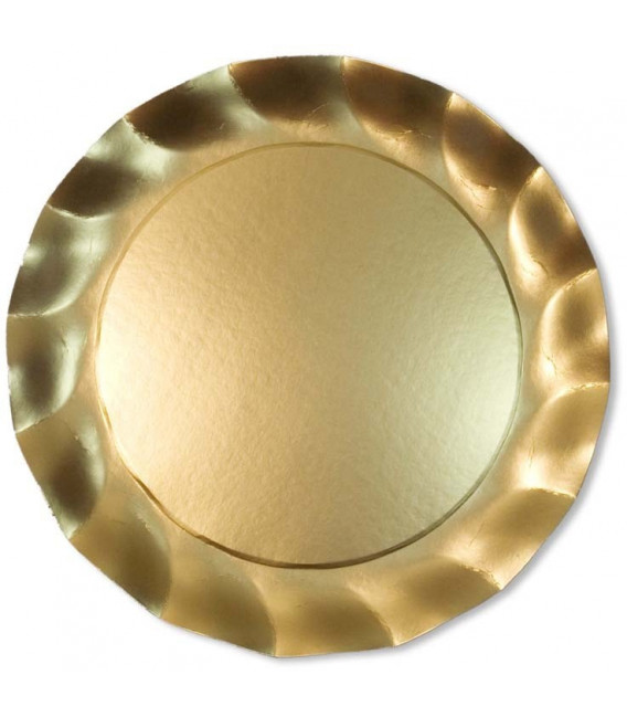 Piatti Piani di Carta a Petalo Oro Metallizzato Satinato 24 cm