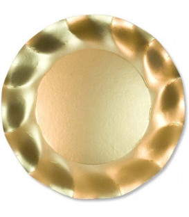 Piatti Piani di Carta a Petalo Oro Metallizzato Satinato 24 cm