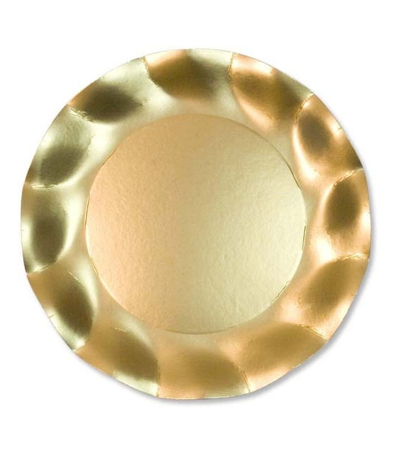 Piatti Piani di Carta a Petalo Oro Metallizzato Satinato 32,4 cm