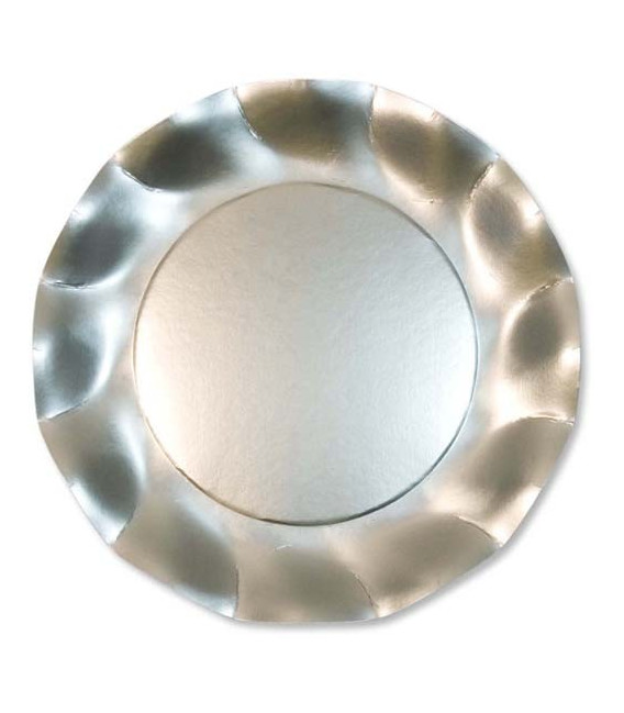 Piatti Piani di Carta a Petalo Argento Metallizzato Satinato 32,4 cm