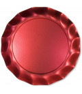 Piatti Piani di Carta a Petalo Rosso Metallizzato Satinato 32,4 cm