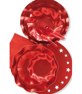 Piatti Piani di Carta a Petalo Rosso Metallizzato Satinato 32,4 cm