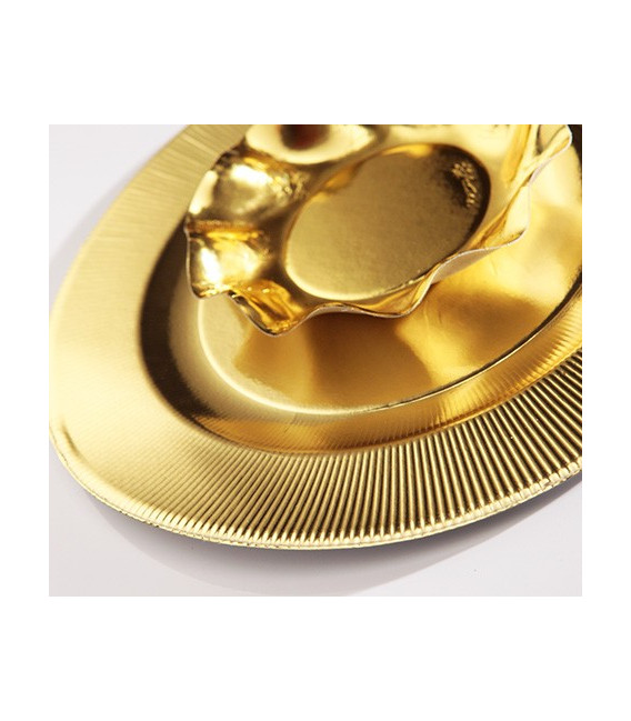 Piatti Piani di Carta a Righe Oro Metallizzato Lucido 27 cm
