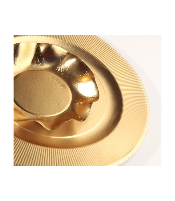 Piatti Piani di Carta a Righe Oro Metallizzato Satinato 27 cm