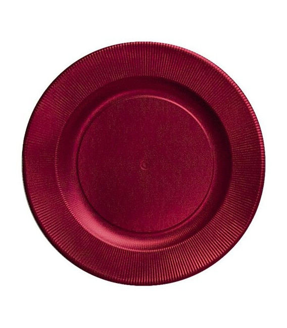 Piatti Piani di Carta a Righe Rosso Metallizzato Satinato 27 cm