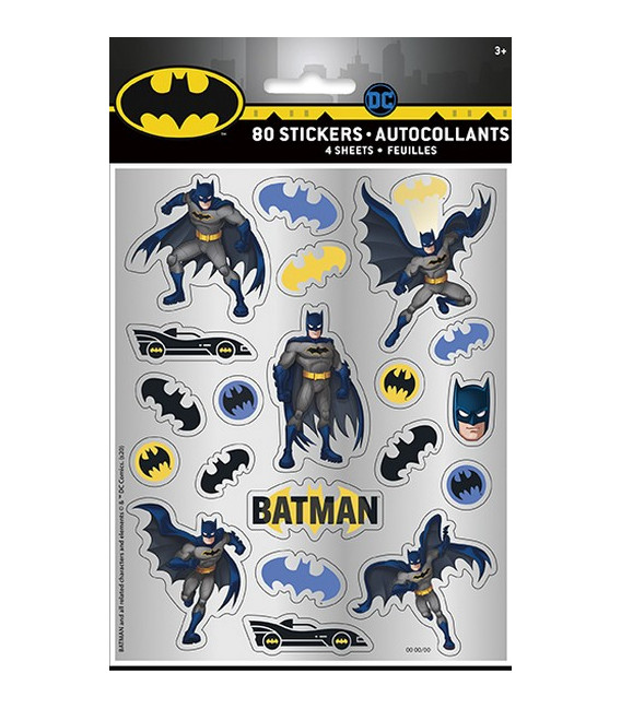 Set 4 fogli con adesivi Batman 4 pz