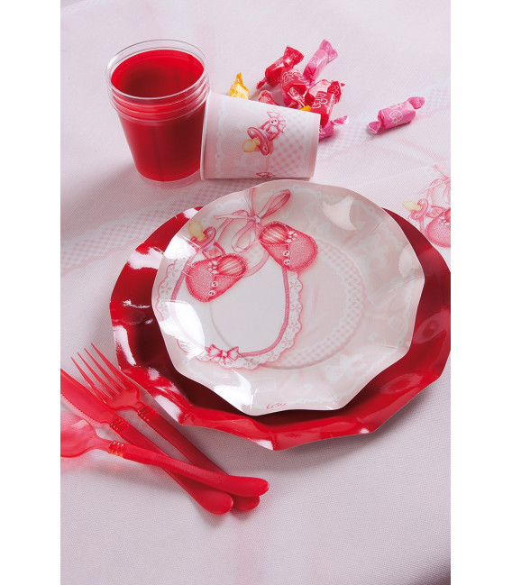 Piatti Piani di Carta a Petalo Baby Rosa 27 cm 2 confezioni