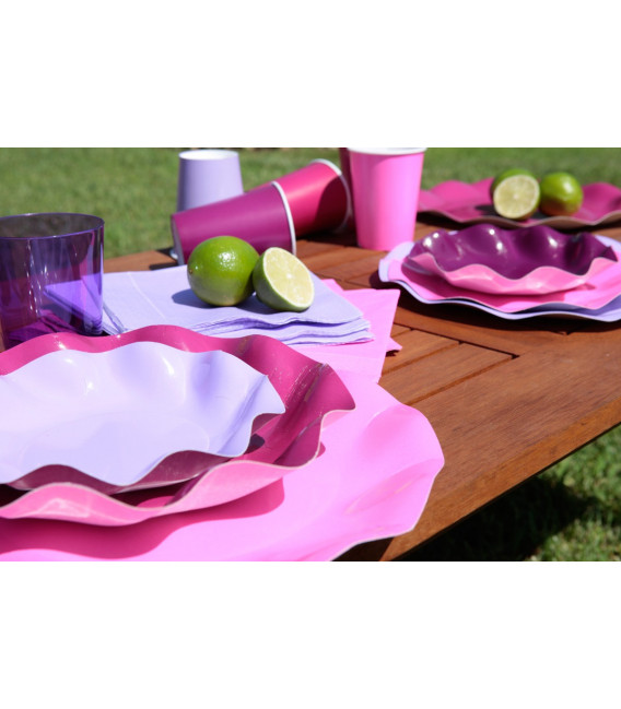 Piatti Fondi di Carta a Petalo Rosa Pink 24 cm