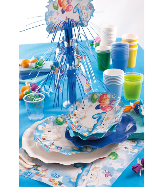 Bicchieri di Plastica PPL Primo Compleanno Palloncini Celeste 250 cc 3 confezioni