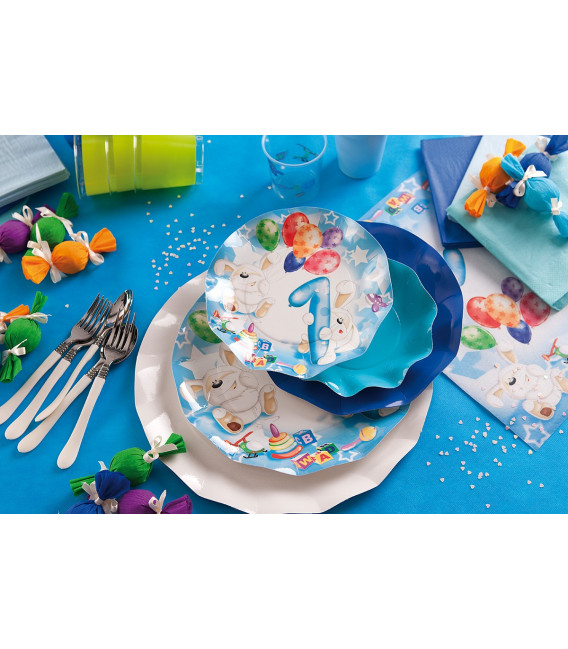 Bicchieri di Plastica PPL Primo Compleanno Palloncini Celeste 250 cc 3 confezioni