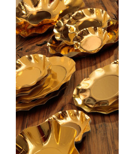 Piatti Piani di Carta a Petalo Oro Metallizzato Lucido 21 cm
