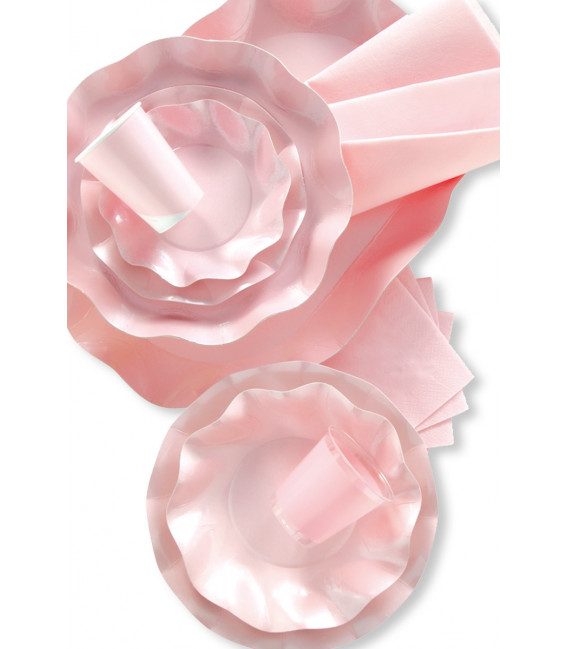 Piatti Fondi di Carta a Petalo Rosa Perlato 18,5 cm