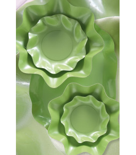 Piatti Fondi di Carta a Petalo Verde chiaro Perlato 24 cm