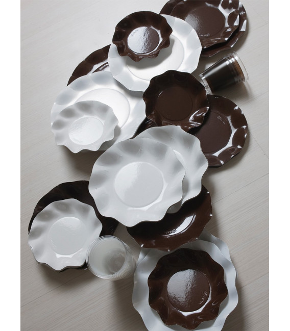 Piatti Piani di Carta a Petalo Marrone Cioccolato 27 cm