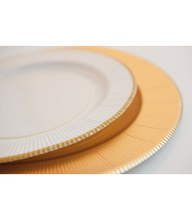 Piatti Piani di Carta a Righe Bordo Oro Classic Gold 27 cm