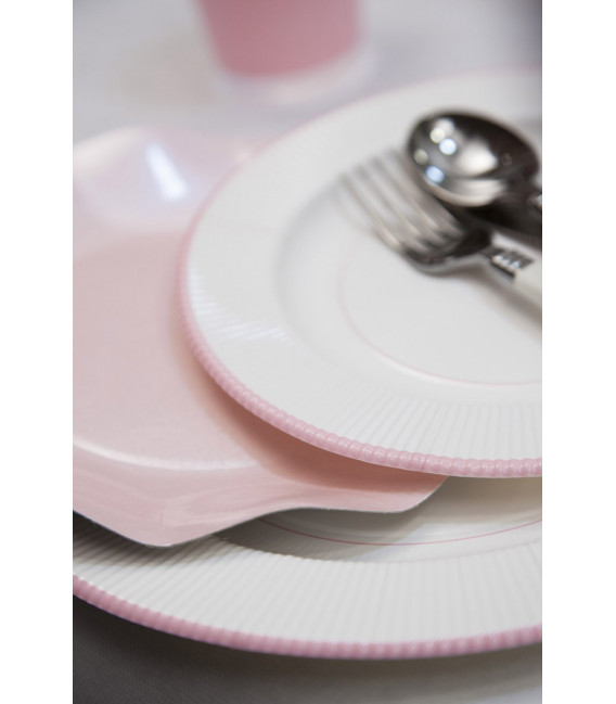 Piatti Piani di Carta a Righe Bordo Rosa Classic Pink 27 cm