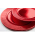 Piatti Piani di Carta a Righe Rosso Metallizzato Lucido 21 cm