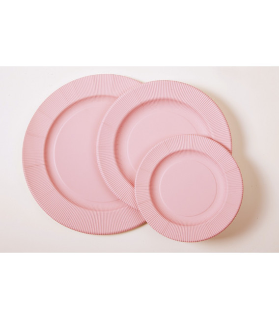 Piatti Fondi di Carta Opaco a Righe Rosa Quarzo 25,5 cm