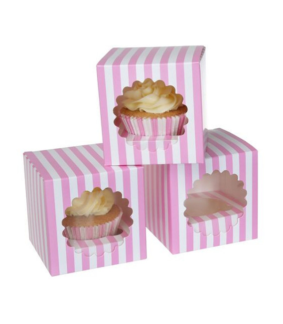 Box 1 Cupcake a righe Rosa 3 Pz House of Marie