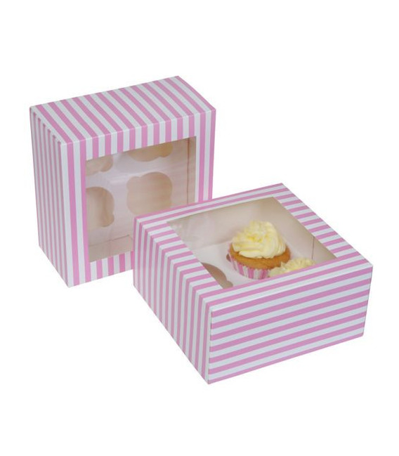 Box 4 Cupcake a righe Rosa 2 Pz House of Marie