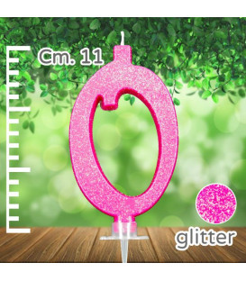 Candelina Fucsia Numero 0 Glitterata