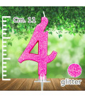 Candelina Fucsia Numero 4 Glitterata