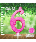 Candelina Fucsia Numero 6 Glitterata