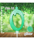 Candelina Numero 0 Verde Glitterato
