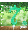 Candelina Numero 7 Verde Glitter