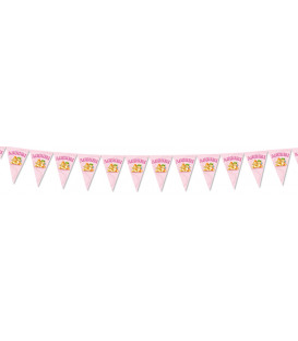 Festone con Bandierine AUGURI rosa 15 Bandierine 600 cm