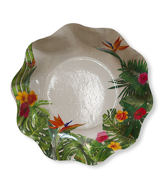 Piatti Fondi di Carta a Petalo Tropical 24 cm