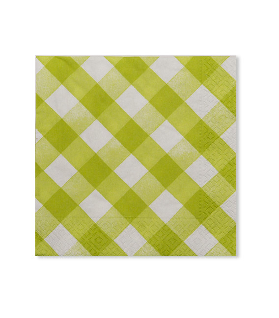 Tovaglioli Vichy a Quadri Bianco Verde Lime 33 x 33 cm