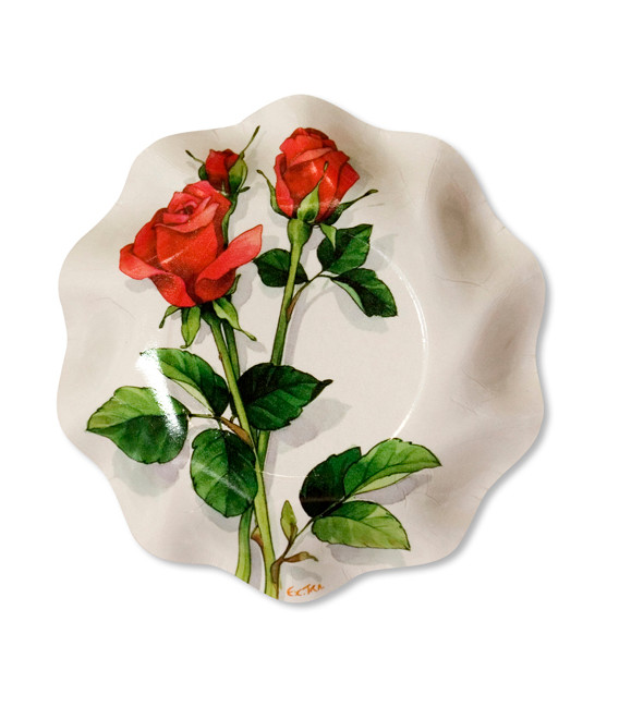 Piatti Fondi di Carta a Petalo Rose Rosse 18,5 cm