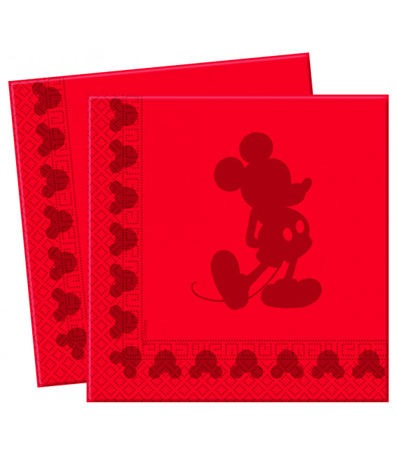 Tovaglioli 33 x 33 cm 3 Veli Mickey Mouse in Rosso Disney 3 Pz