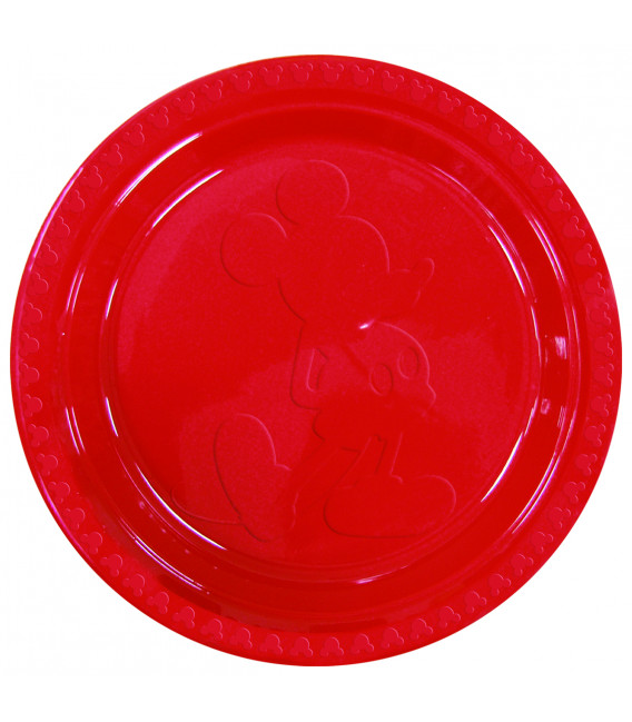 Piatto Piano Grande di Plastica 23 cm Mickey Mouse in Rosso Disney