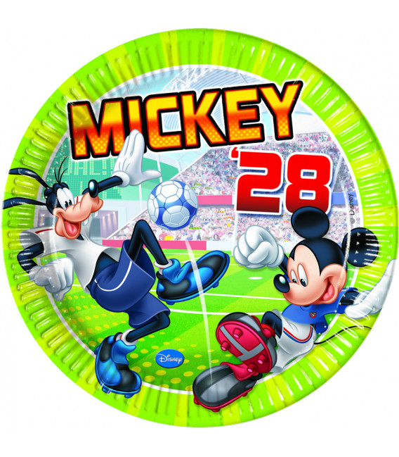 Piatto Piano Grande di Carta 23 cm Mickey Mouse Goal Team Disney