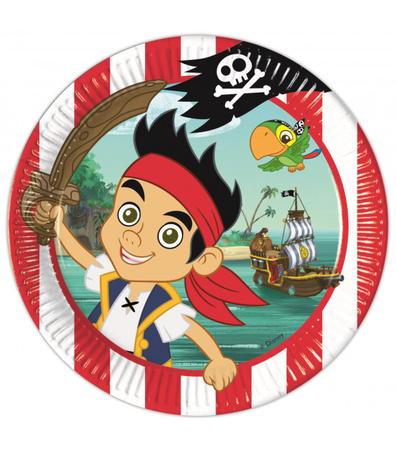 Piatto Piano Grande di Carta 23 cm Pirata Jake Buon Compleanno Disney