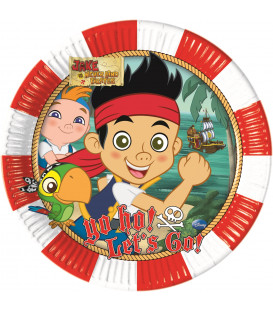 Piatto Piano Grande di Carta 23 cm Pirata Jake Buon Compleanno Disney