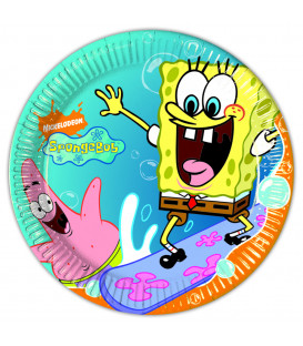 Piatto Piano Grande di Carta 23 cm SpongeBob Surfing
