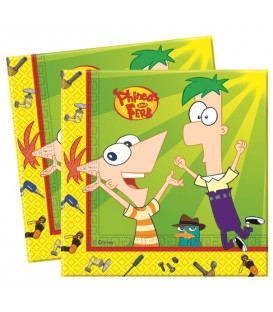 Tovagliolo 33 x 33 cm 2 Veli Phineas and Ferb Disney 3 Pz