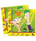 Tovagliolo 33 x 33 cm 2 Veli Phineas and Ferb Disney 3 Pz